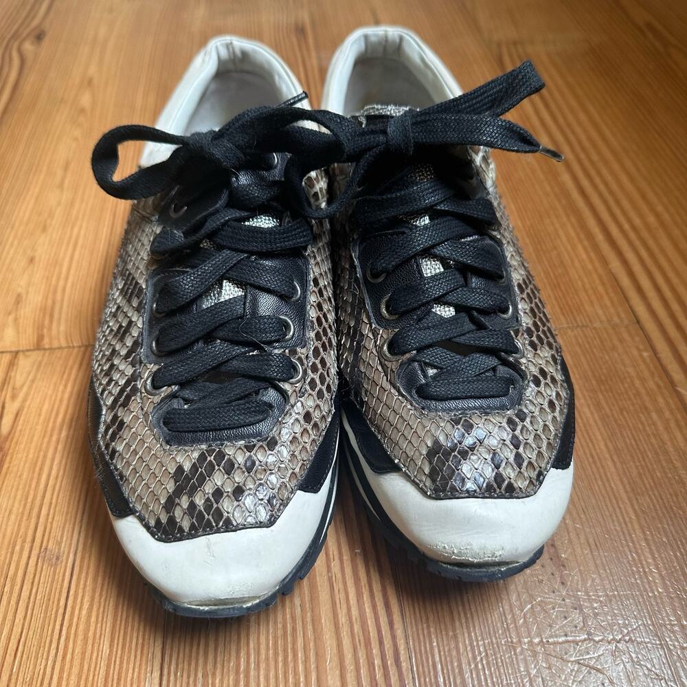 Lanvin brown snakeskin white blue accent leather sneakers SIZE‎ 36/5.5, 6 - Picture 2 of 8